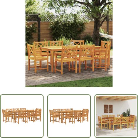 vidaXL Sedie da giardino -  Set da Pranzo per Giardino 9 pcs Marrone
