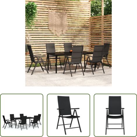 vidaXL Sedie da giardino -  Set Mobili da Pranzo per Giardino 7 pz Nero