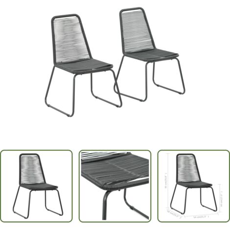 vidaXL Sedie da patio -  Sedie da Giardino 2 pz in Polyrattan Nero