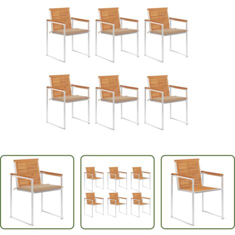 vidaXL Sedie da patio -  Sedie da Giardino con Cuscini 6 pz in Legno Massello di Acacia
