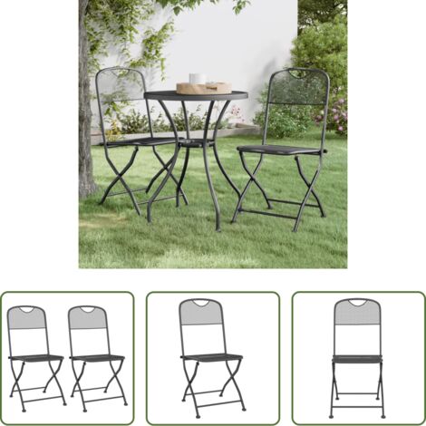 vidaXL Sedie da patio -  Sedie Giardino Pieghevoli 2 pz Rete Metallica Espansa Antracite