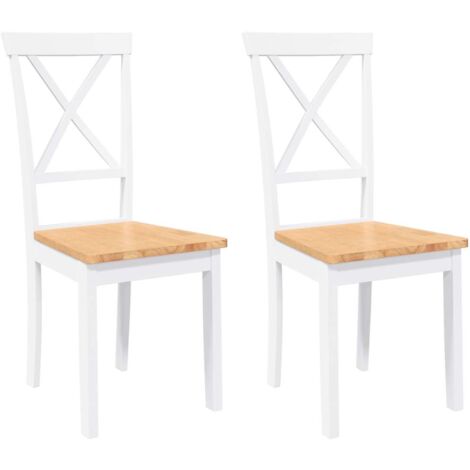 vidaXL Sedie da Pranzo 2 pz Bianche in Legno Massello di Hevea
