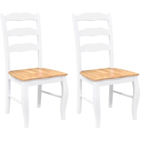 vidaXL Sedie da Pranzo 2 pz Bianche in Legno Massello di Hevea