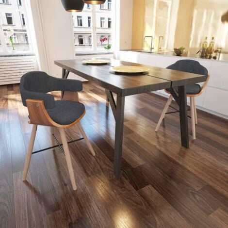 vidaXL Sedie da Pranzo 2 pz Grigio Scuro in Legno Piegato e Tessuto