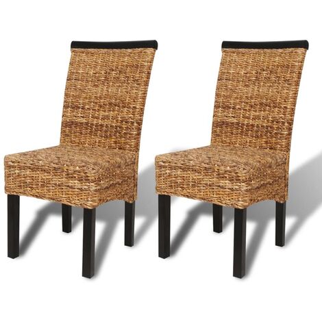 vidaXL Sedie da Pranzo 2 pz in Abaca e Legno Massello di Mango