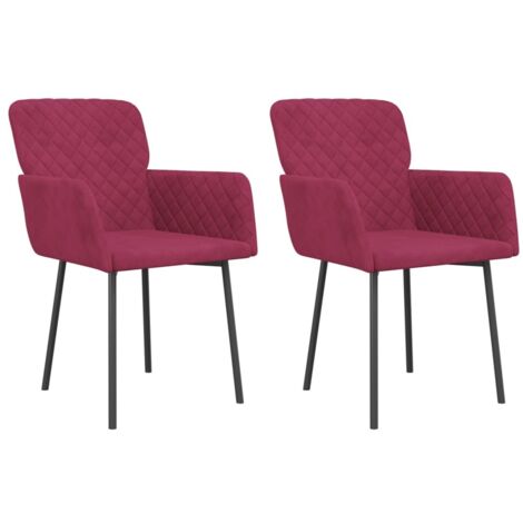vidaXL Sedie da Pranzo 2 pz Rosso Vino in Velluto