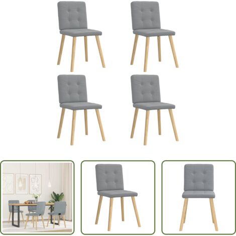 vidaXL Sedie da pranzo 4 pezzi -  Sedie da Pranzo 4 pz Grigio Chiaro in Tessuto