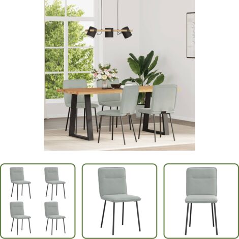 vidaXL Sedie da pranzo 4 pezzi -  Sedie da Pranzo 4 pz Grigio Chiaro in Velluto