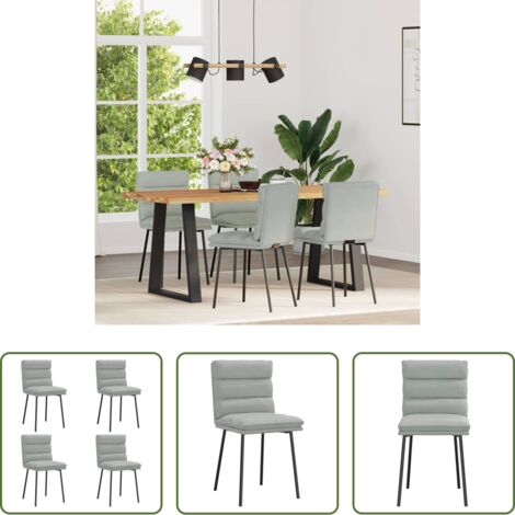 vidaXL Sedie da pranzo 4 pezzi -  Sedie da Pranzo 4 pz Grigio Chiaro in Velluto