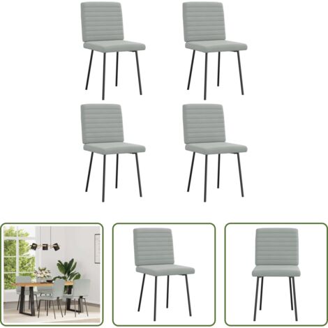 vidaXL Sedie da pranzo 4 pezzi -  Sedie da Pranzo 4 pz Grigio Chiaro in Velluto