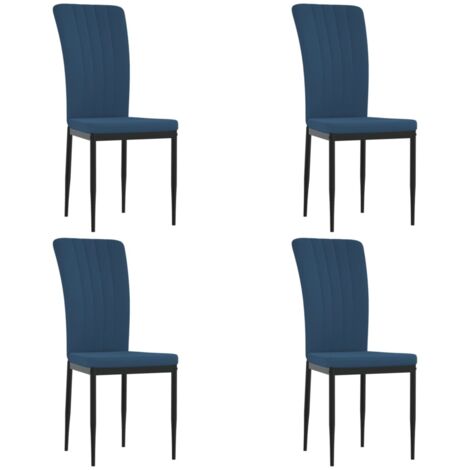 vidaXL Sedie da Pranzo 4 pz Blu in Velluto
