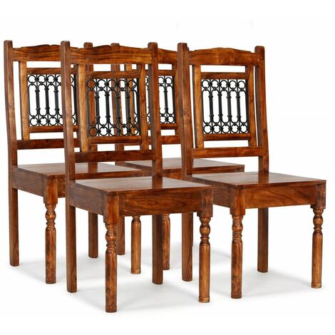 vidaXL Sedie da Pranzo 4 pz in Legno Massello Classiche