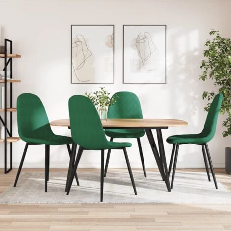 vidaXL Sedie da Pranzo 4 pz Verde Scuro in Velluto