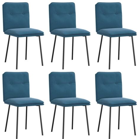 vidaXL Sedie da Pranzo 6 pz Blu in Velluto