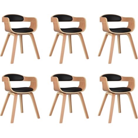 vidaXL Sedie da Pranzo 6 pz Nere in Legno Curvato e Similpelle