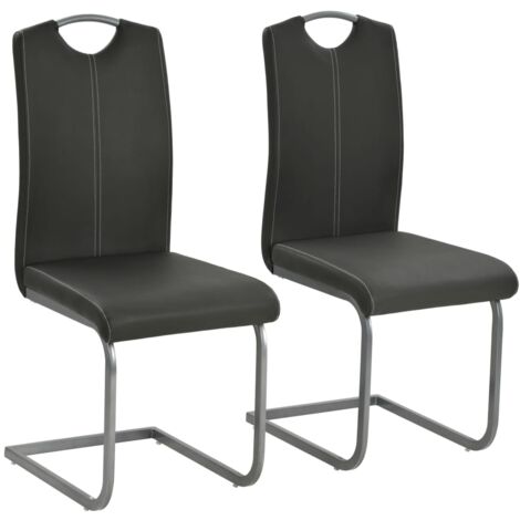 vidaXL Sedie da Pranzo a Sbalzo 2 pz Grigie in Similpelle