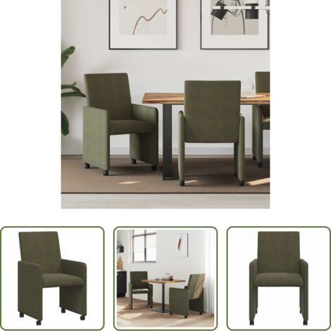 vidaXL Sedie da pranzo con braccioli -  Sedie da Pranzo con Ruote 2 pcs Verde militare 57 x 66 x 94 cm