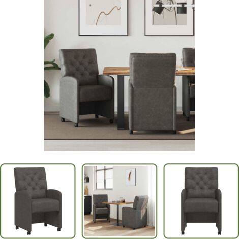 vidaXL Sedie da pranzo con bracciolo -  Sedie da Pranzo con Ruote con ruote 2 pcs Nero 58 x 67 x 97 cm