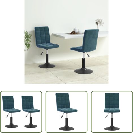 vidaXL Sedie da pranzo con meccanismo di sollevamento a gas -  Sedie da Pranzo Girevoli 2 pz Blu in Velluto