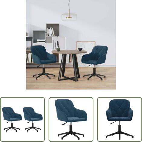 vidaXL Sedie da pranzo con rotazione -  Sedie da Pranzo Girevoli 2 pz Blu in Velluto