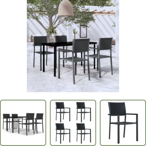 vidaXL Sedie da pranzo da esterno -  Set da Pranzo da Giardino 5 pz Nero
