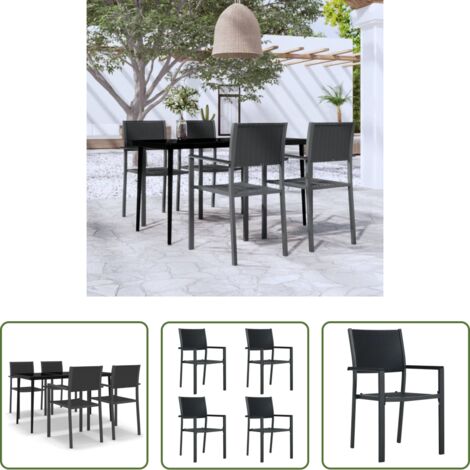 vidaXL Sedie da pranzo da esterno - Set da Pranzo da Giardino 5 pz Nero