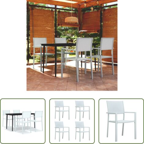 vidaXL Sedie da pranzo da esterno - Set Mobili da Pranzo per Giardino 5 pz Bianco