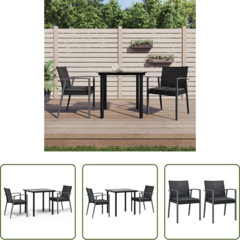 vidaXL Sedie da pranzo da esterno - Set Pranzo da Giardino 3pz con Cuscini in Polyrattan e Acciaio