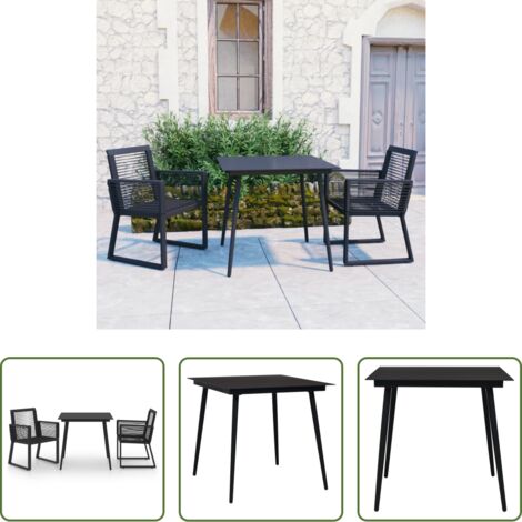 vidaXL Sedie da pranzo da giardino -  Set da Pranzo da Giardino 3 pz in Rattan PVC Nero