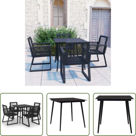 vidaXL Sedie da pranzo da giardino -  Set da Pranzo da Giardino 5 pz in Rattan PVC Nero