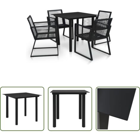 vidaXL Sedie da pranzo da giardino -  Set da Pranzo da Giardino 5 pz in Rattan PVC Nero