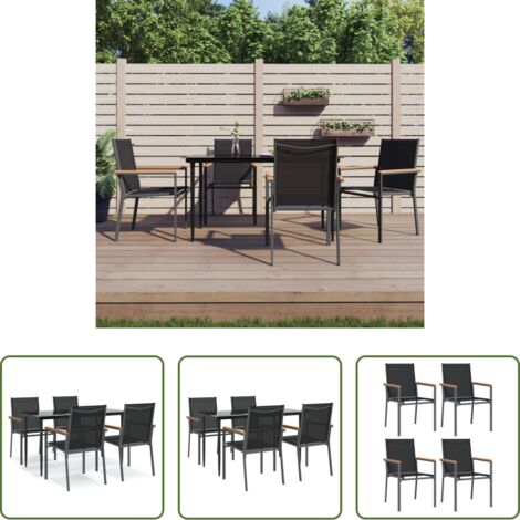 vidaXL Sedie da pranzo da giardino -  Set da Pranzo da Giardino 5 pz Nero in Textilene e Acciaio