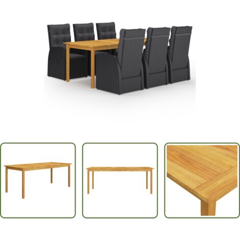 vidaXL Sedie da pranzo da giardino -  Set da Pranzo da Giardino 7 pz Nero