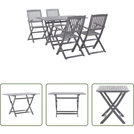 vidaXL Sedie da pranzo da giardino -  Set da Pranzo per Giardino 5 pz Legno Massello di Acacia Grigio