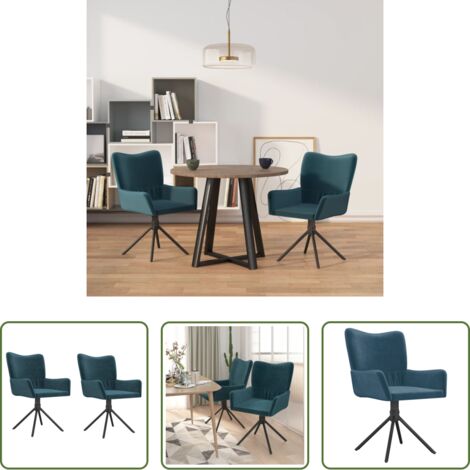 vidaXL Sedie da pranzo ergonomiche -  Sedie da Pranzo Girevoli 2 pz Blu in Velluto