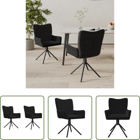 vidaXL Sedie da pranzo ergonomiche -  Sedie da Pranzo Girevoli 2 pz Nere in Velluto