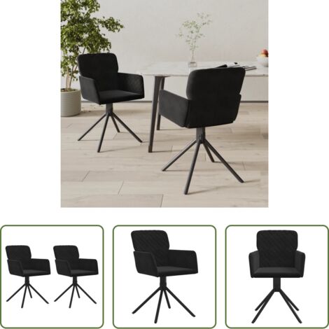 vidaXL Sedie da pranzo ergonomiche -  Sedie da Pranzo Girevoli 2 pz Nere in Velluto