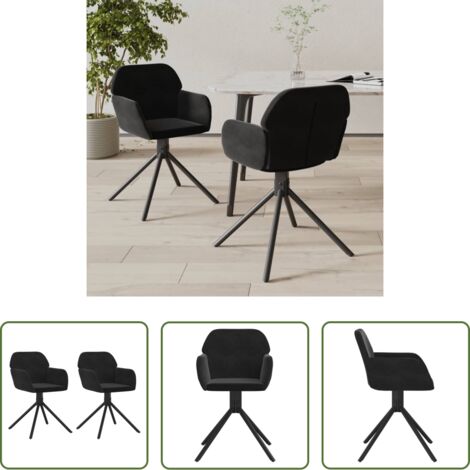 vidaXL Sedie da pranzo ergonomiche -  Sedie da Pranzo Girevoli 2 pz Nere in Velluto