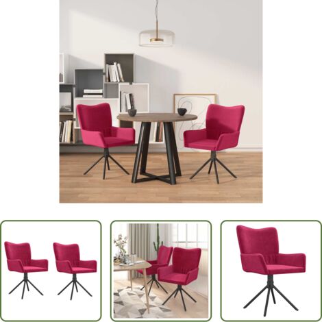 vidaXL Sedie da pranzo ergonomiche -  Sedie da Pranzo Girevoli 2 pz Rosso Vino in Velluto
