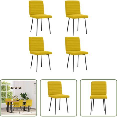 vidaXL Sedie da pranzo gialle -  Sedie da Pranzo 4 pz Gialle in Velluto