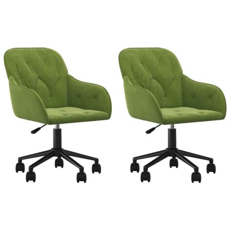 vidaXL Sedie da Pranzo Girevoli 2 pz Verde Chiaro in Velluto