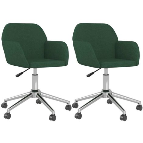 vidaXL Sedie da Pranzo Girevoli 2 pz Verde Scuro in Tessuto