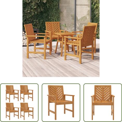 vidaXL Sedie da pranzo in acacia -  Sedie da Pranzo da Giardino 4pz Legno Massello di Acacia