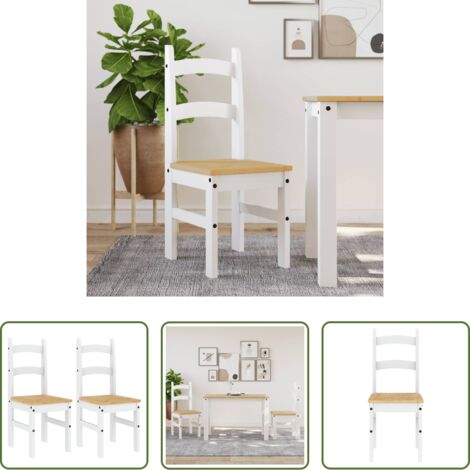 vidaXL Sedie da pranzo in legno massello -  Sedie da Pranzo 2 pz Bianche 40x46x99 cm Legno Massello di Pino