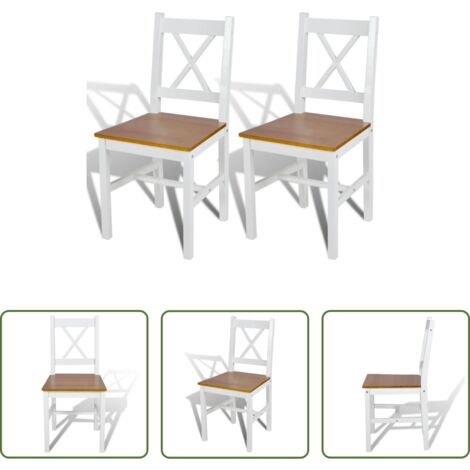vidaXL Sedie da pranzo in legno massello -  Sedie da Pranzo 2 pz Bianche in Legno di Pino