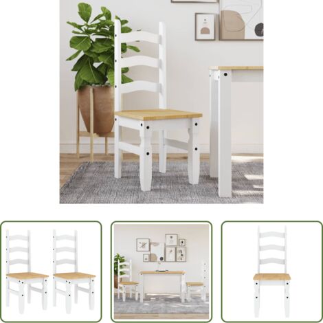 vidaXL Sedie da pranzo in legno massello - Sedie da Pranzo 2 pz Corona Bianche 42x47x107cm Legno Massello di Pino