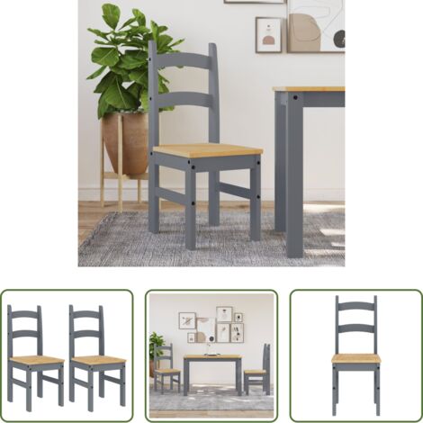 vidaXL Sedie da pranzo in legno massello -  Sedie da Pranzo 2 pz Grigie 40x46x99 cm Legno Massello di Pino