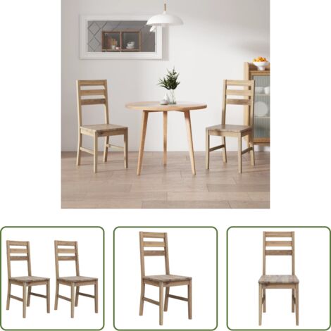 vidaXL Sedie da pranzo in legno massello -  Sedie da Pranzo 2 pz in Legno Massello di Acacia