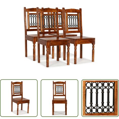vidaXL Sedie da pranzo in legno massello -  Sedie da Pranzo 4 pz in Legno Massello Classiche