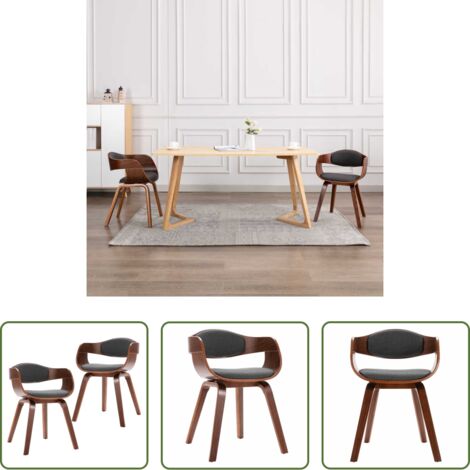 vidaXL Sedie da pranzo in legno -  Sedie da Pranzo 2 pz Grigie in Legno Piegato e Tessuto Grigio